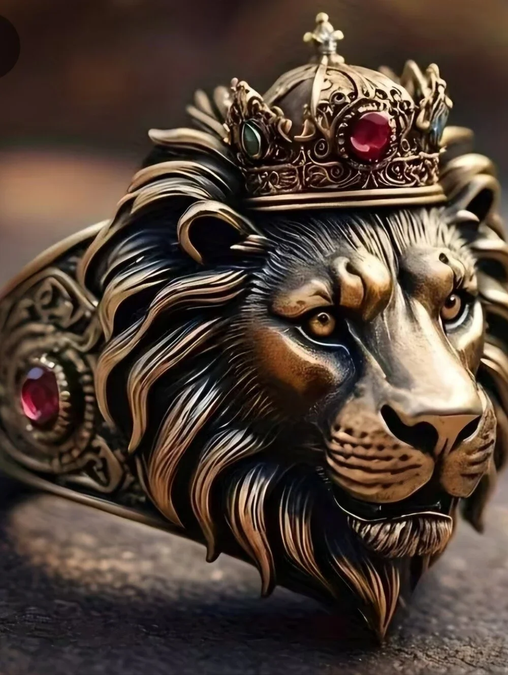 MENS LION  ROYAL CROWN  VERMEIL GOLD NEW SIZE 10 RING